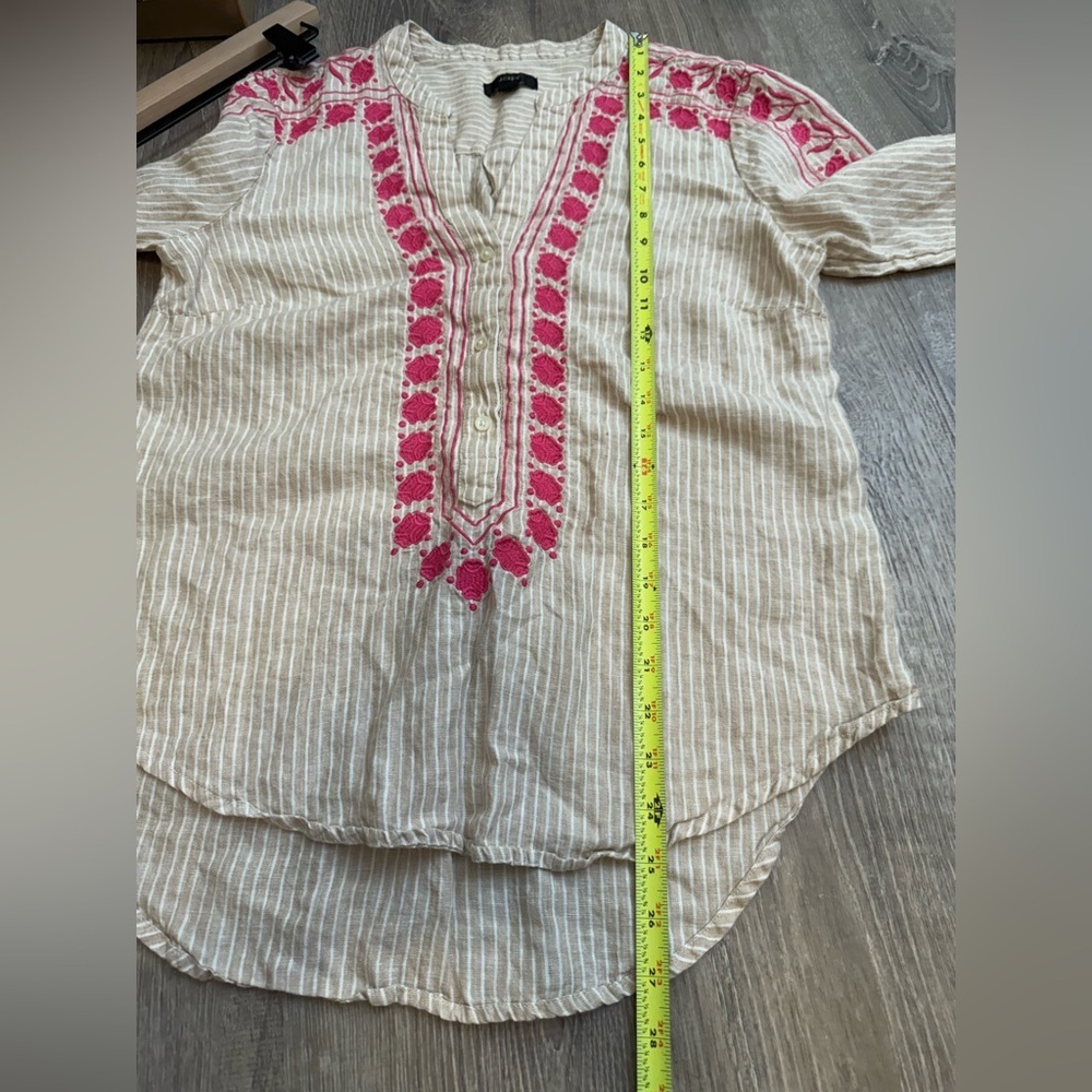 J. Crew Linen Embroidered Long Sleeve Tunic Small - Picture 5 of 7